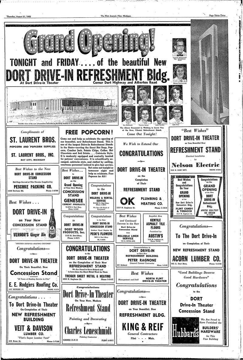 Dort-Eastside Drive-In Theatre - Flint Journal Aug 1952